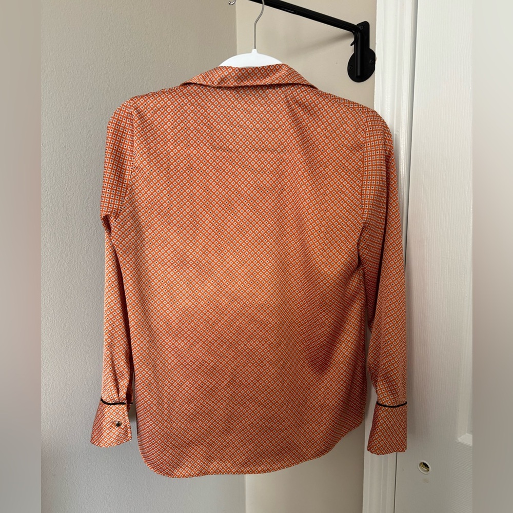 Topshop Orange Diamond Pattern Button Up size 4 - Picture 5 of 7